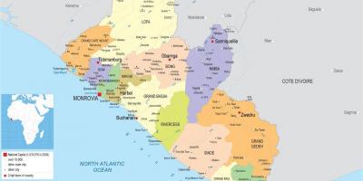 Mapa ng gumuhit ang pampulitikang mapa ng Liberia