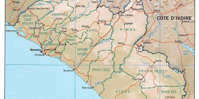 Mapa ng geographical na mga mapa ng Liberia