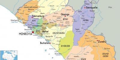 Ang pampulitikang mapa ng Liberia